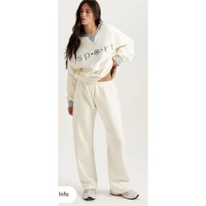 SET Active Staple Straight Leg Sweatpants Haven Cream Midweight Cotton Small